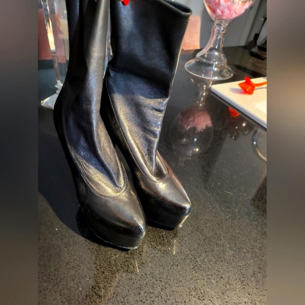 Black platform boots made in Italy. Goth